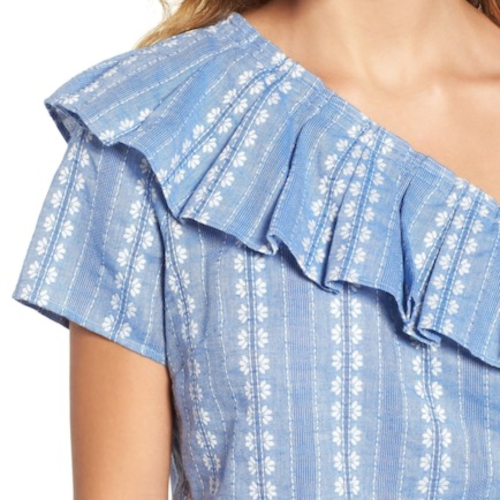 Splendid Cotton One-Shoulder Ruffle Crop Top - Picture 5 of 8